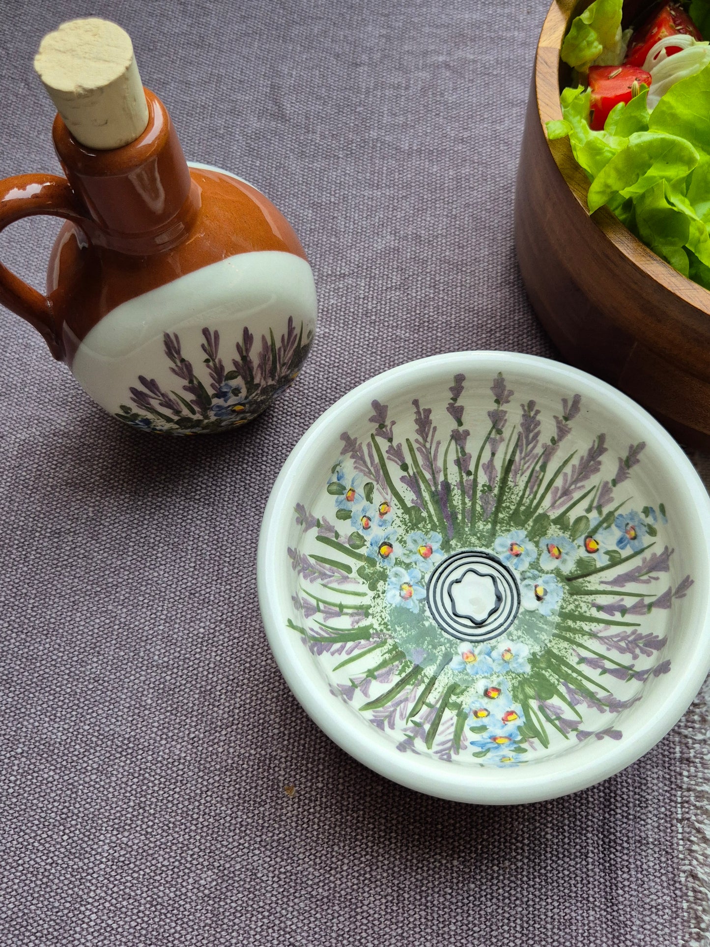 Duo LAVANDA ~ petit huilier et bol