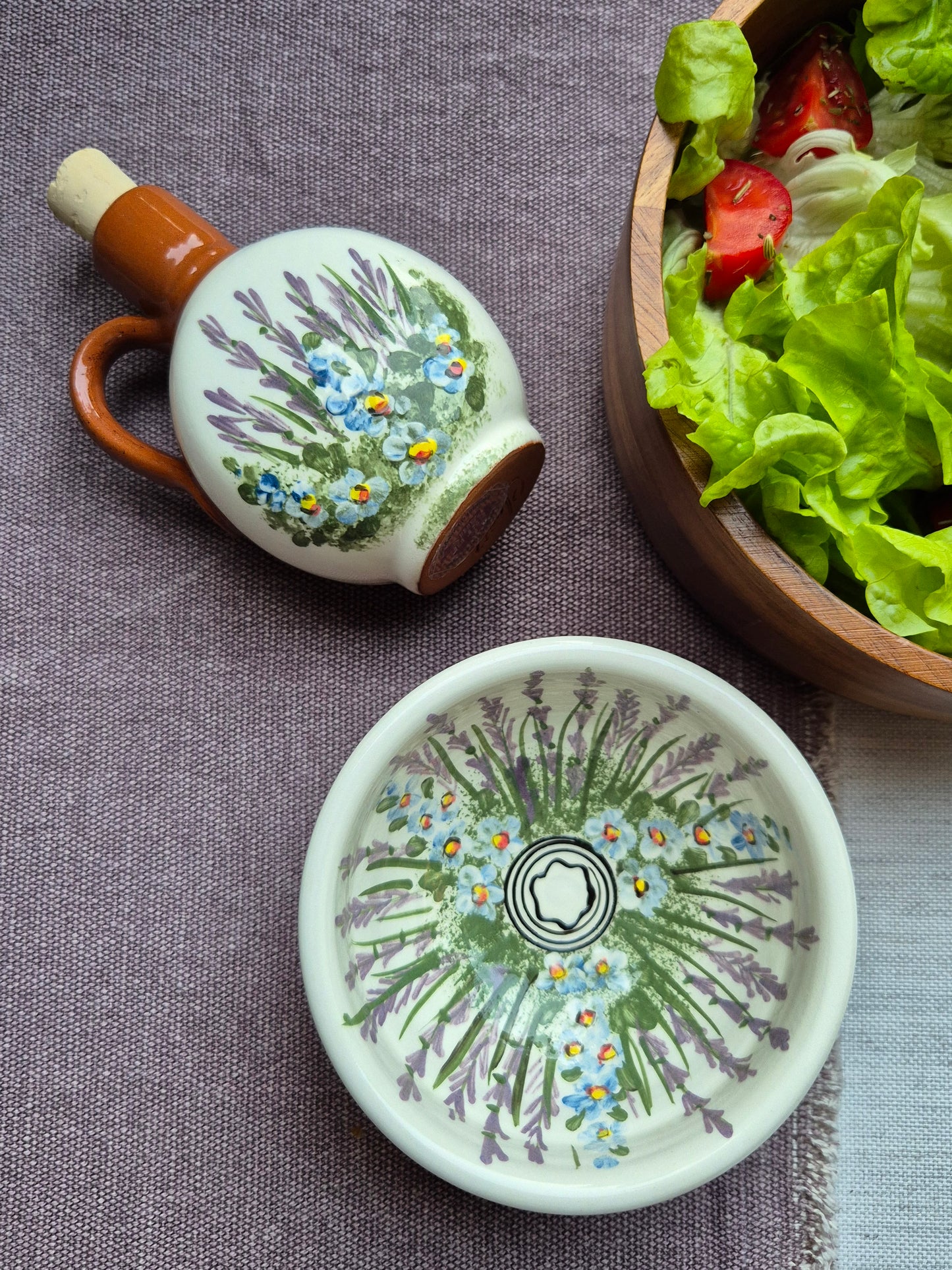 Duo LAVANDA ~ petit huilier et bol