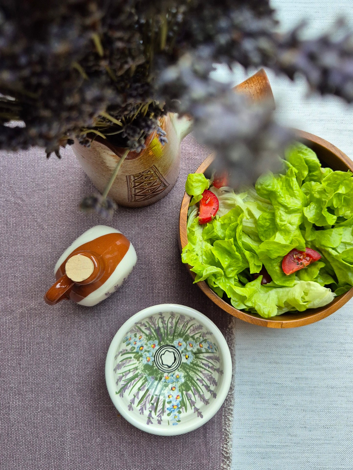 Duo LAVANDA ~ petit huilier et bol